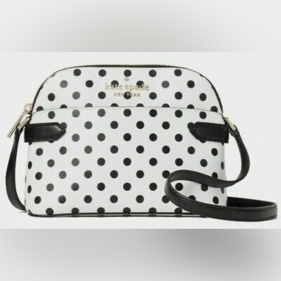 kate spade Handbags - NWT Kate Spade Staci Dot Dot Dot Cream Multi Dome Purse Bag White Black